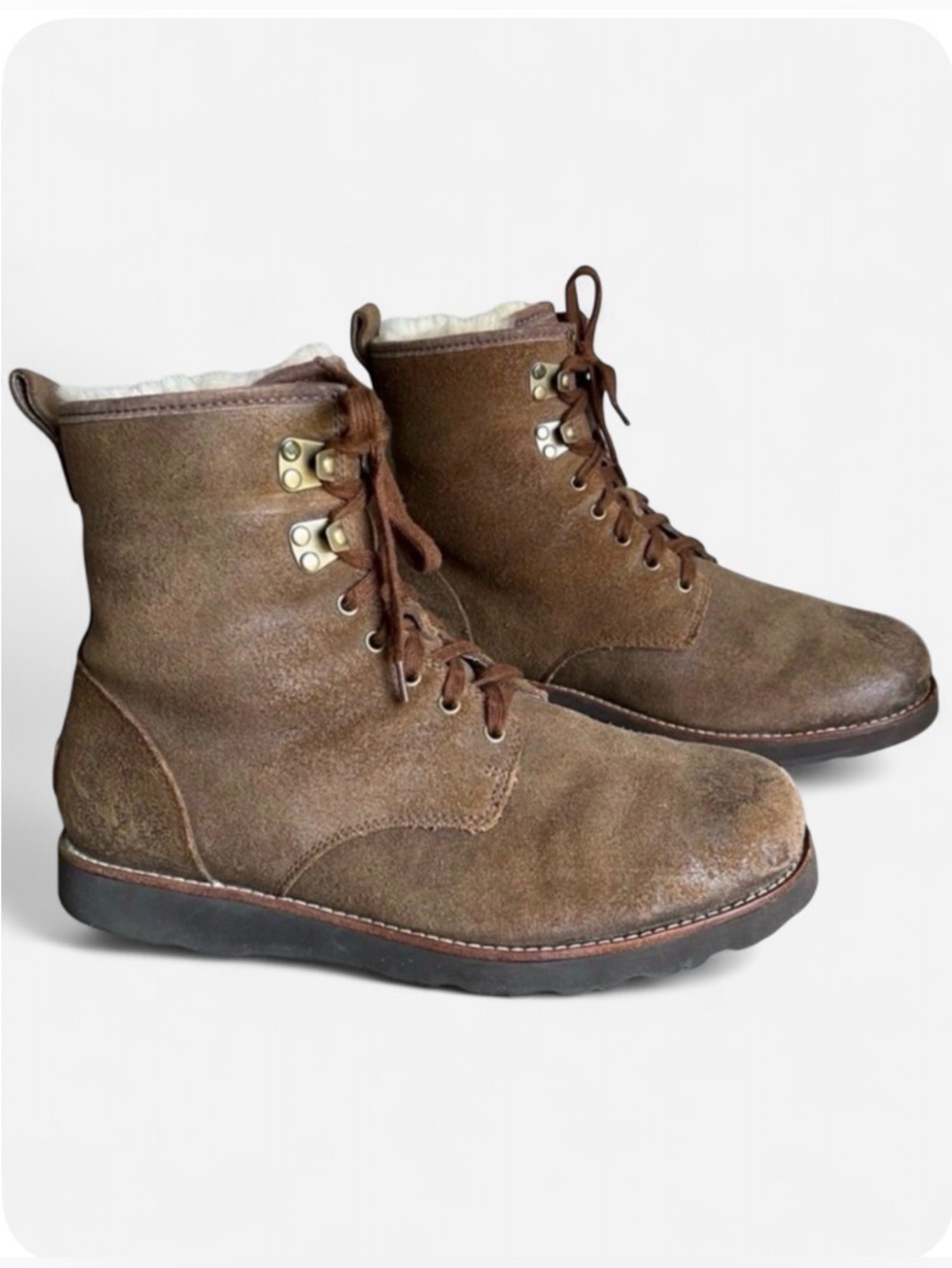 UGG Hannen TL Boots Sz 10 Waterproof Winter Leather Sheepskin Work Warm Brown